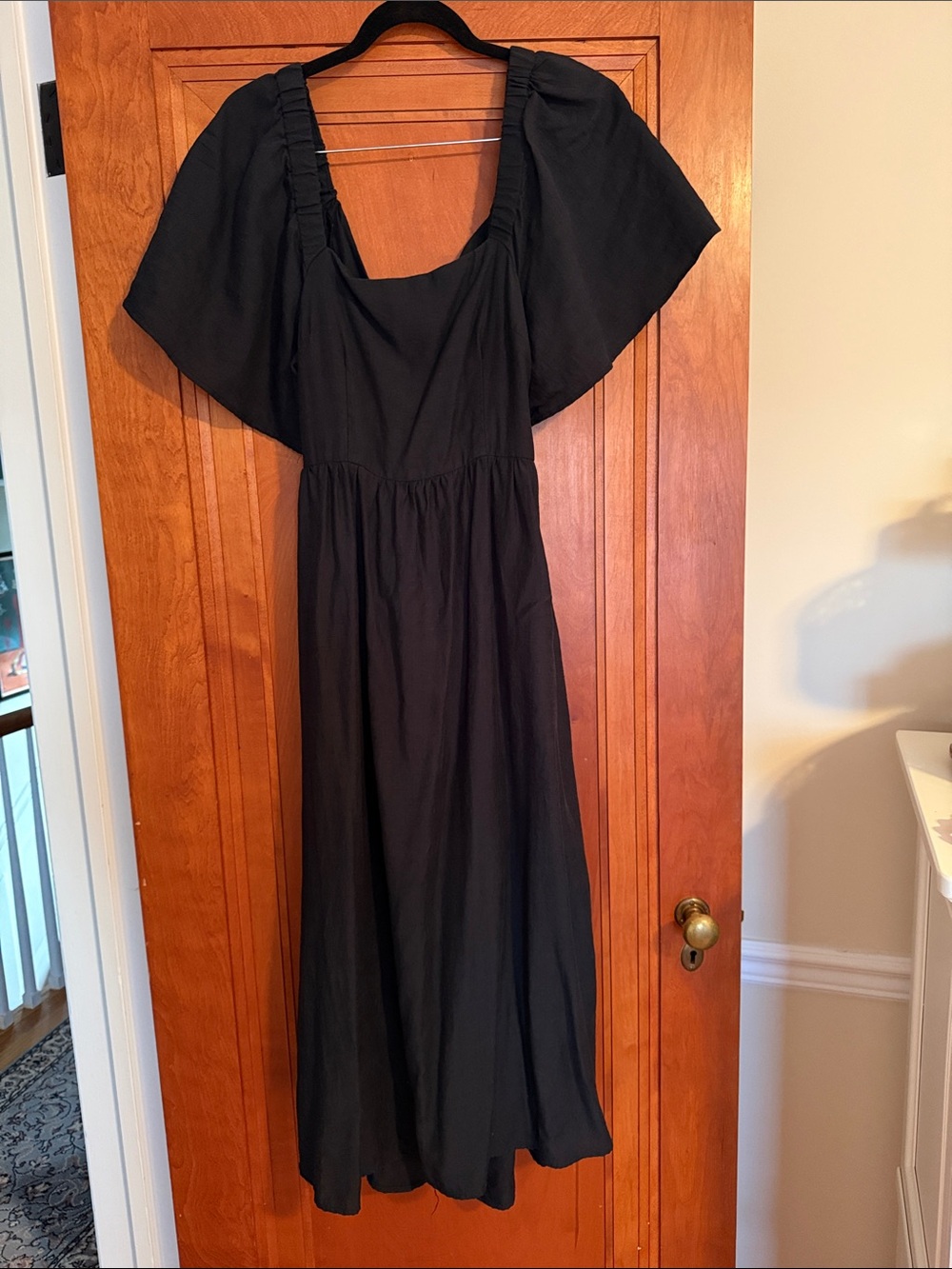 A New Day Black Maxi Tie Back Dress with Flutter Sleeves